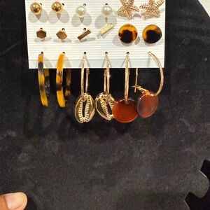 Gold and Tortoiseshell Hoop Earring Set - Women Jewelry